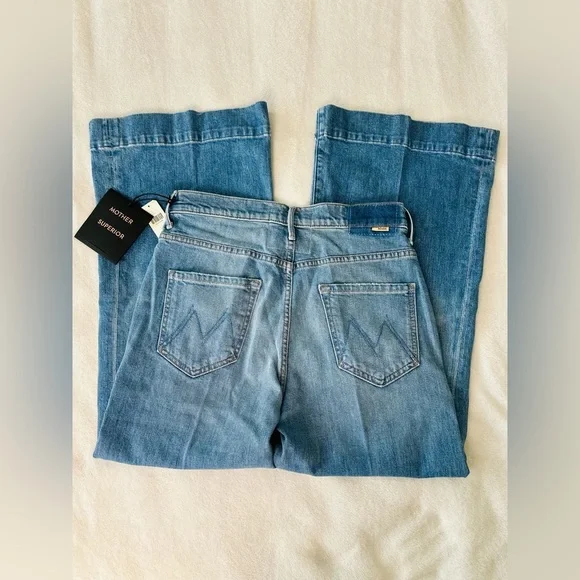 MOTHER The Swooner Roller Cropped Wide-Leg Jeans in Post No Bills Size 29 - Picture 6 of 16